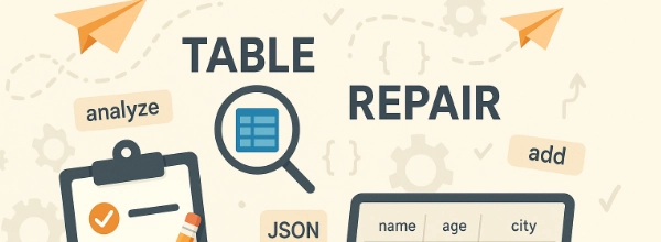 Table Repair für JSON-Tabellen mit JsonSQL